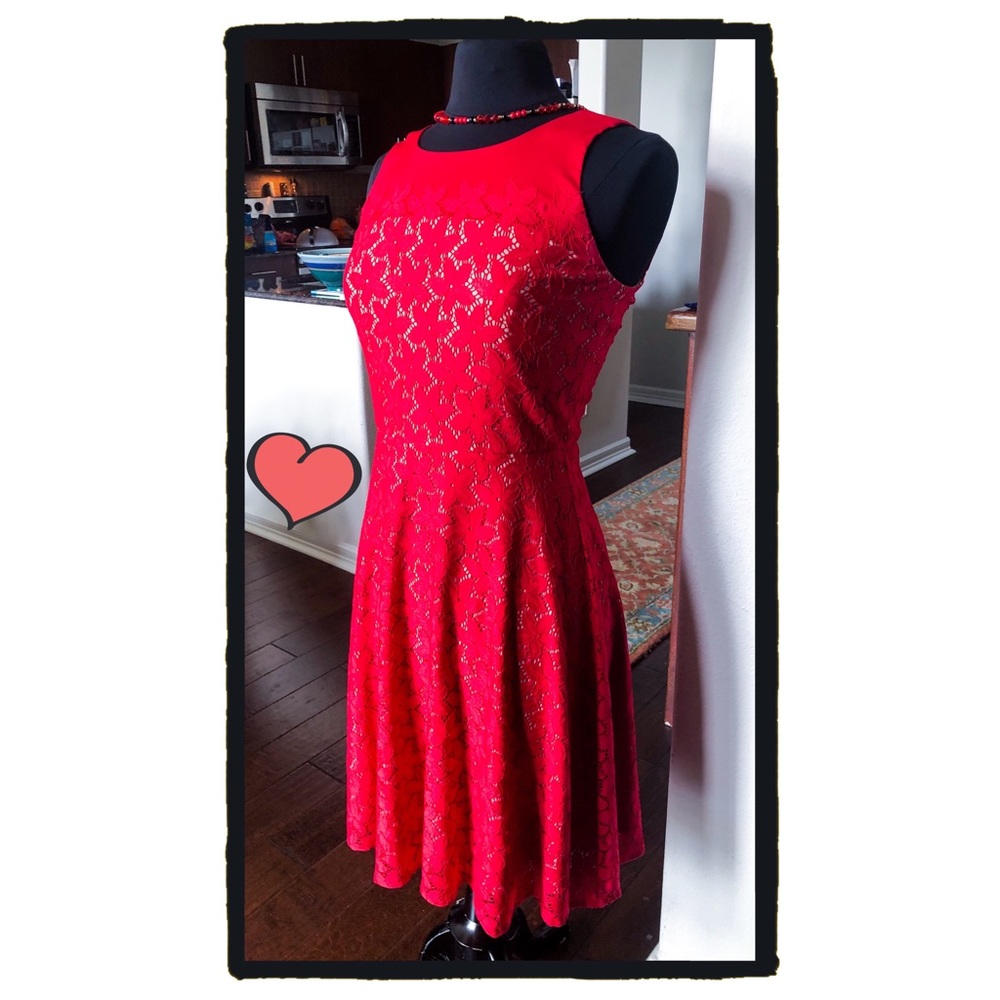 Red Lace MUSE Fit n' Flare Sundress W Tie-back 🌹 - Picture 8 of 8